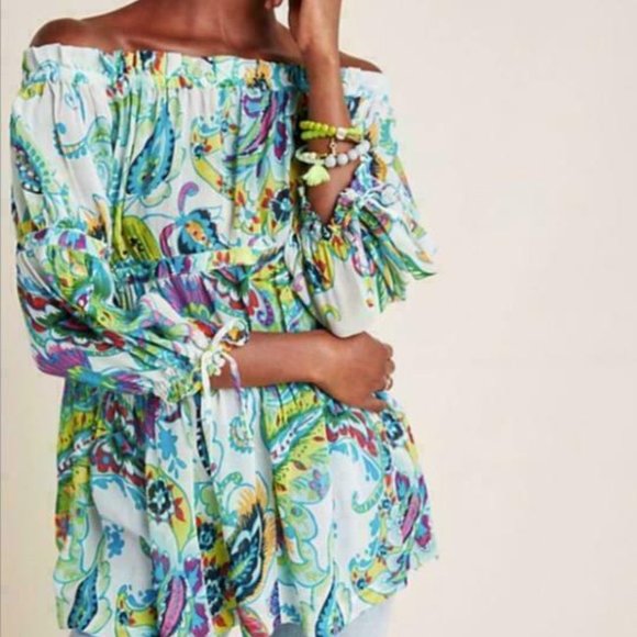 Anthropologie Tops - Anthropologie Off Shoulder Blouse Flora SZ Small